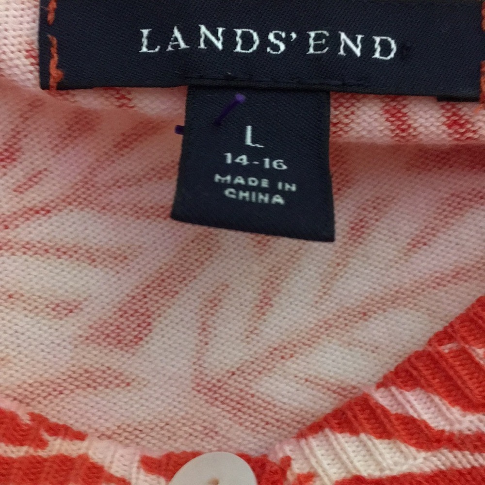Eddie Bauer Orange and White Button Down  Cardigan Sweater - Picture 8 of 9